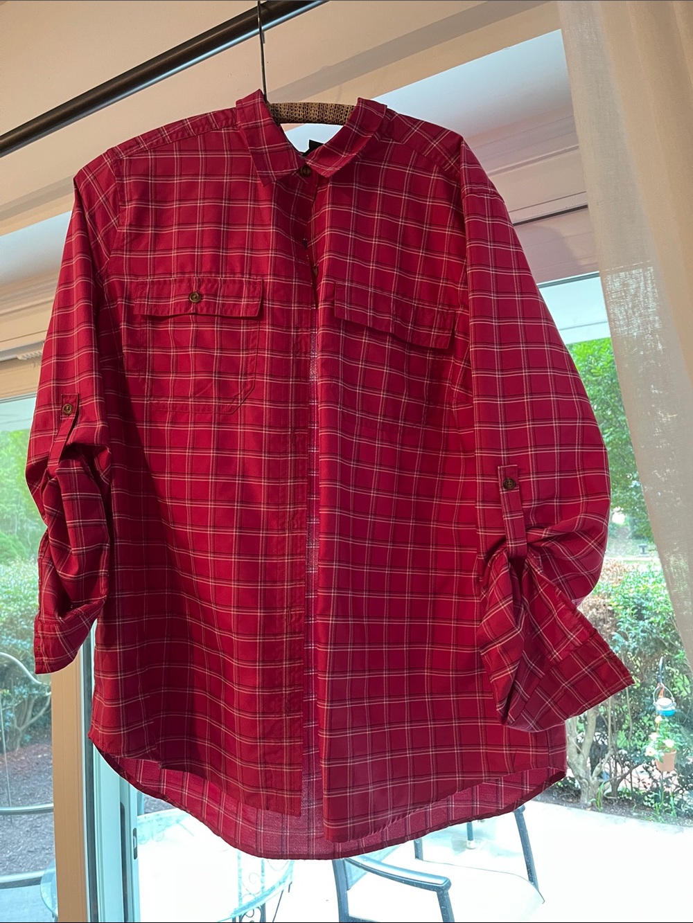 Eddie Bauer Red Plaid Long-Sleeve Button-Down Shirt
